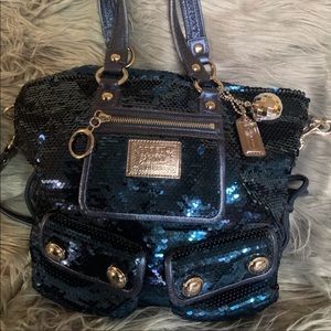 Coach Poppy royal/navy Sequin Hand/Shoulder Bag